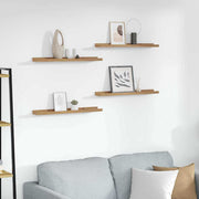 Wandplank bewerkt hout 60x9x3 cm bruin 4 stuks