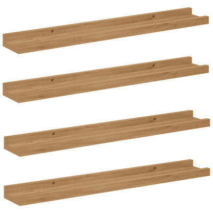 Wandplank met plank 4 pcs Bruin 60 x 9 x 3 cm Bewerkt hout