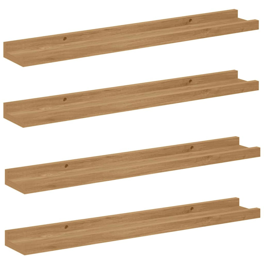 Wandplank met plank 4 pcs Bruin 60 x 9 x 3 cm Bewerkt hout