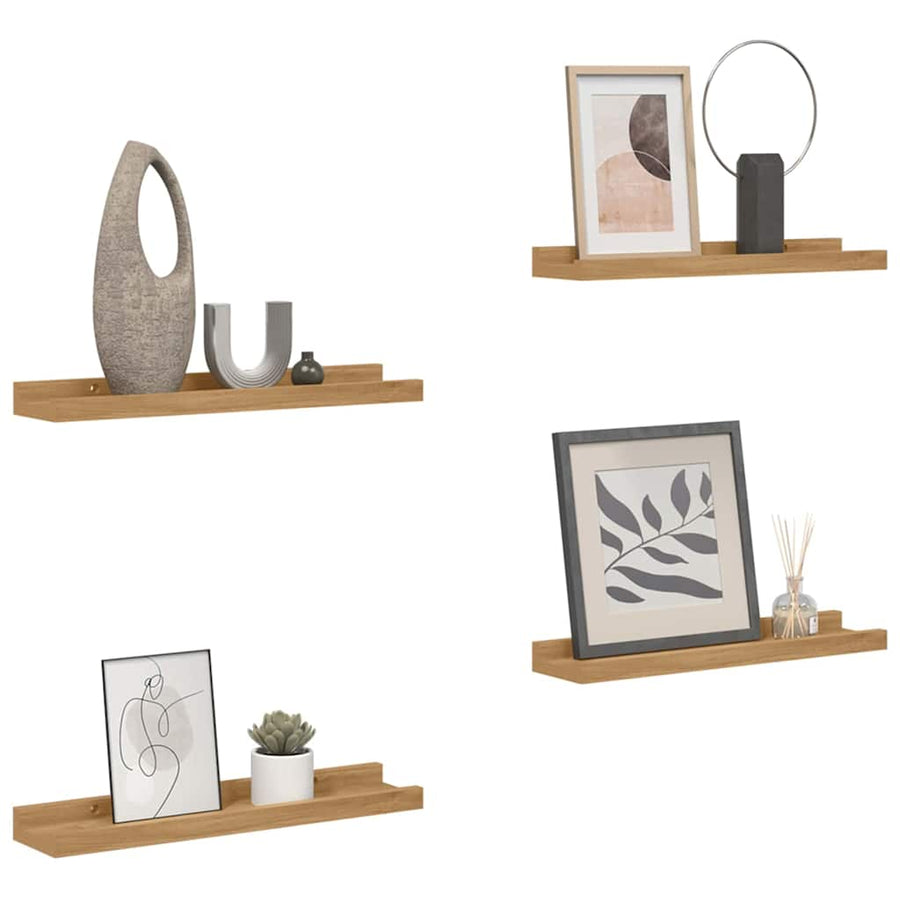 Wandplank met plank 4 pcs Bruin 60 x 9 x 3 cm Bewerkt hout