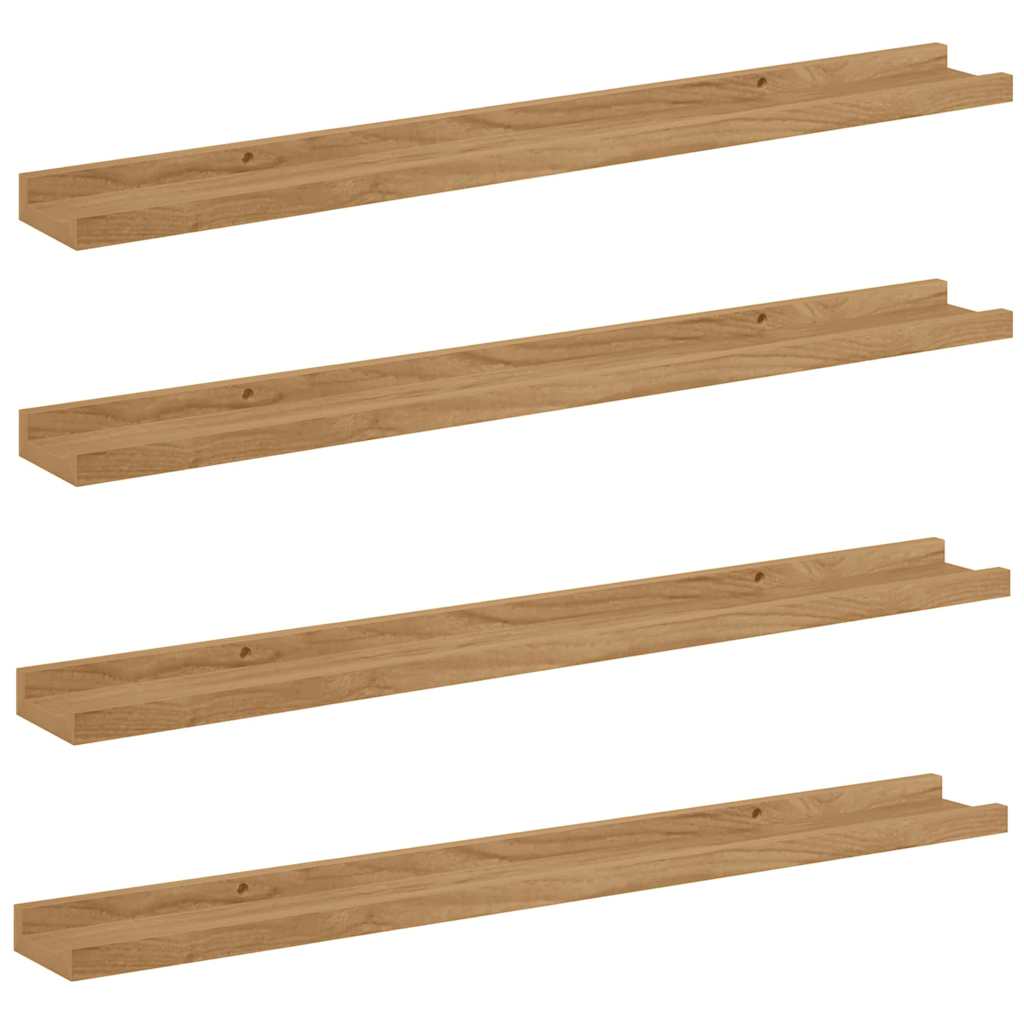 Wandplank met plank 4 pcs Bruin 80 x 9 x 3 cm Bewerkt hout
