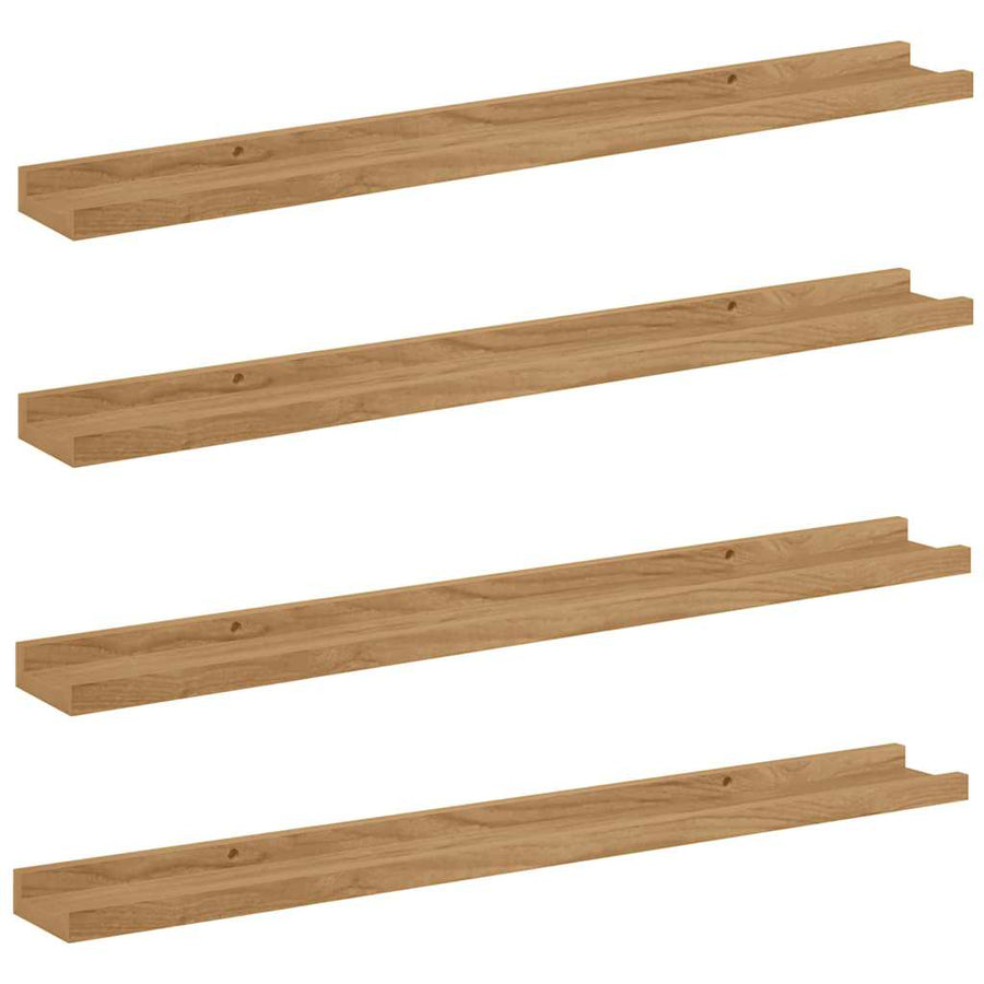 Wandplank met plank 4 pcs Bruin 80 x 9 x 3 cm Bewerkt hout