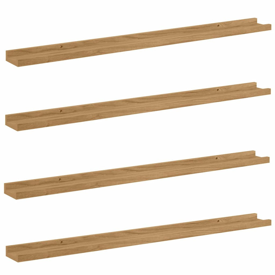 Wandplank met plank 4 pcs Bruin 100 x 9 x 3 cm Bewerkt hout