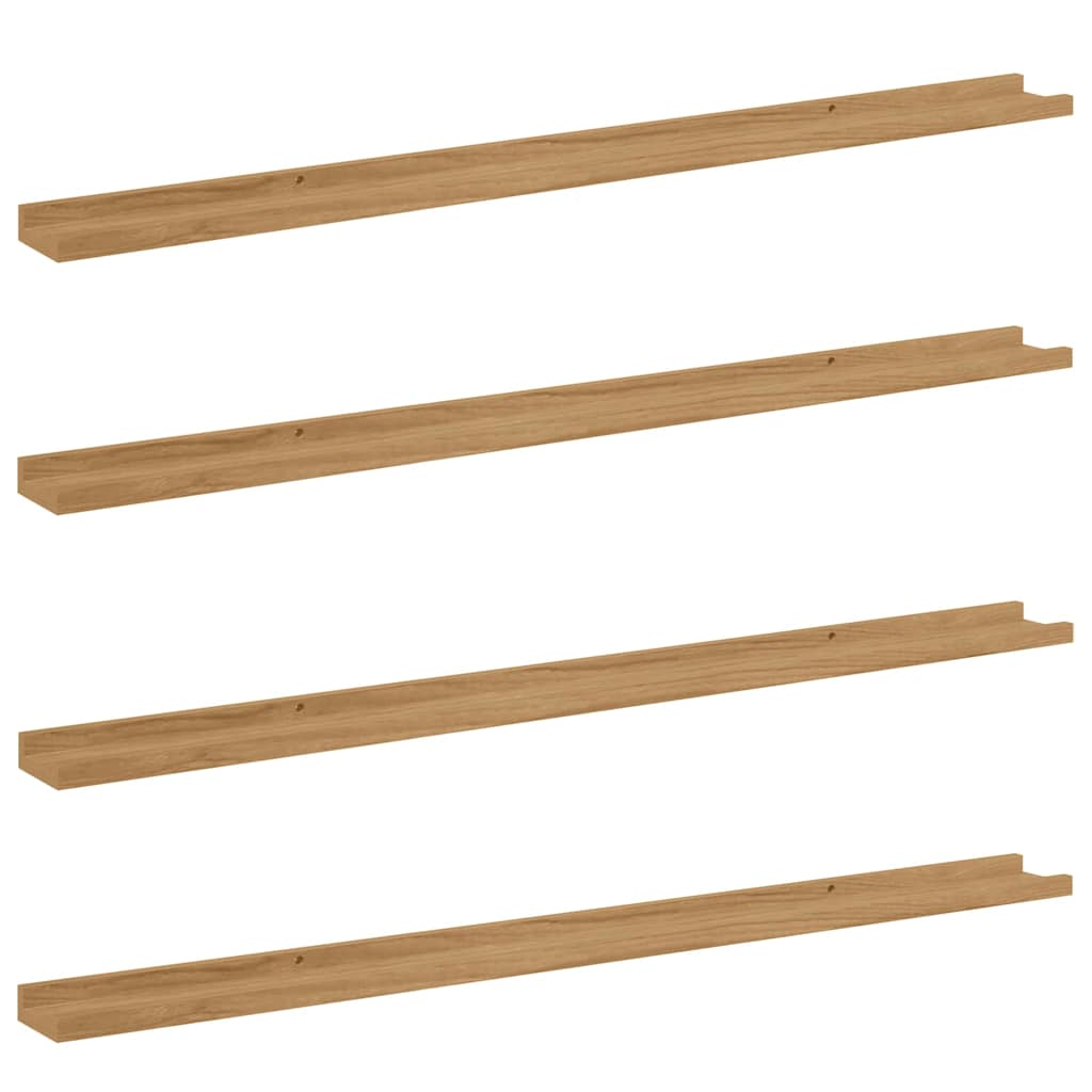 Wandplank met plank 4 pcs Bruin 115 x 9 x 3 cm Bewerkt hout