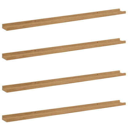 Wandplank met plank 4 pcs Bruin 115 x 9 x 3 cm Bewerkt hout