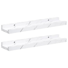 Wandplank met plank 2 pcs Wit Marmer 40 x 9 x 3 cm Bewerkt hout