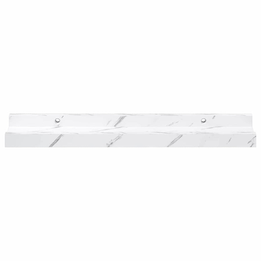 Wandplank met plank 2 pcs Wit Marmer 40 x 9 x 3 cm Bewerkt hout