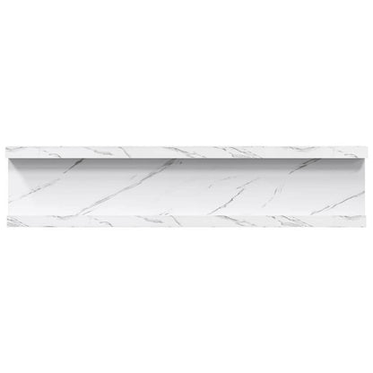 Wandplank met plank 2 pcs Wit Marmer 40 x 9 x 3 cm Bewerkt hout