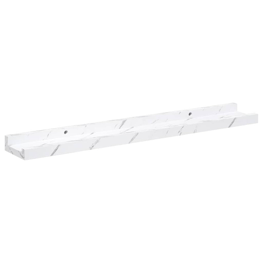 Wandplank met plank 2 pcs Wit Marmer 60 x 9 x 3 cm Bewerkt hout