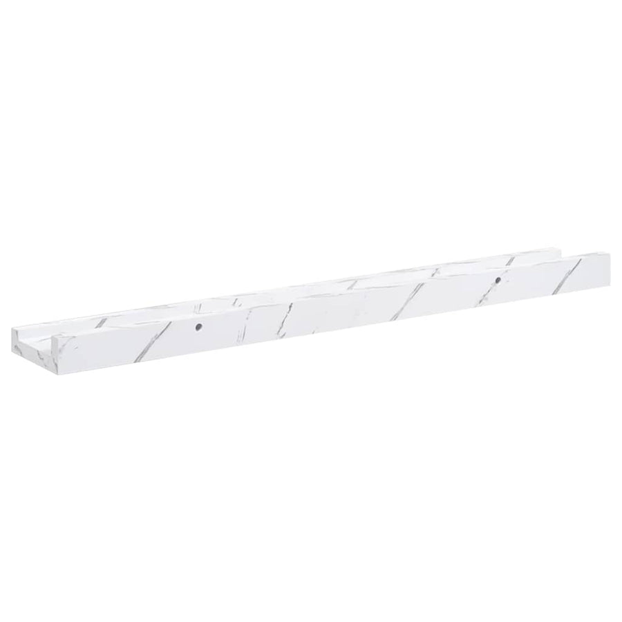Wandplank met plank 2 pcs Wit Marmer 60 x 9 x 3 cm Bewerkt hout