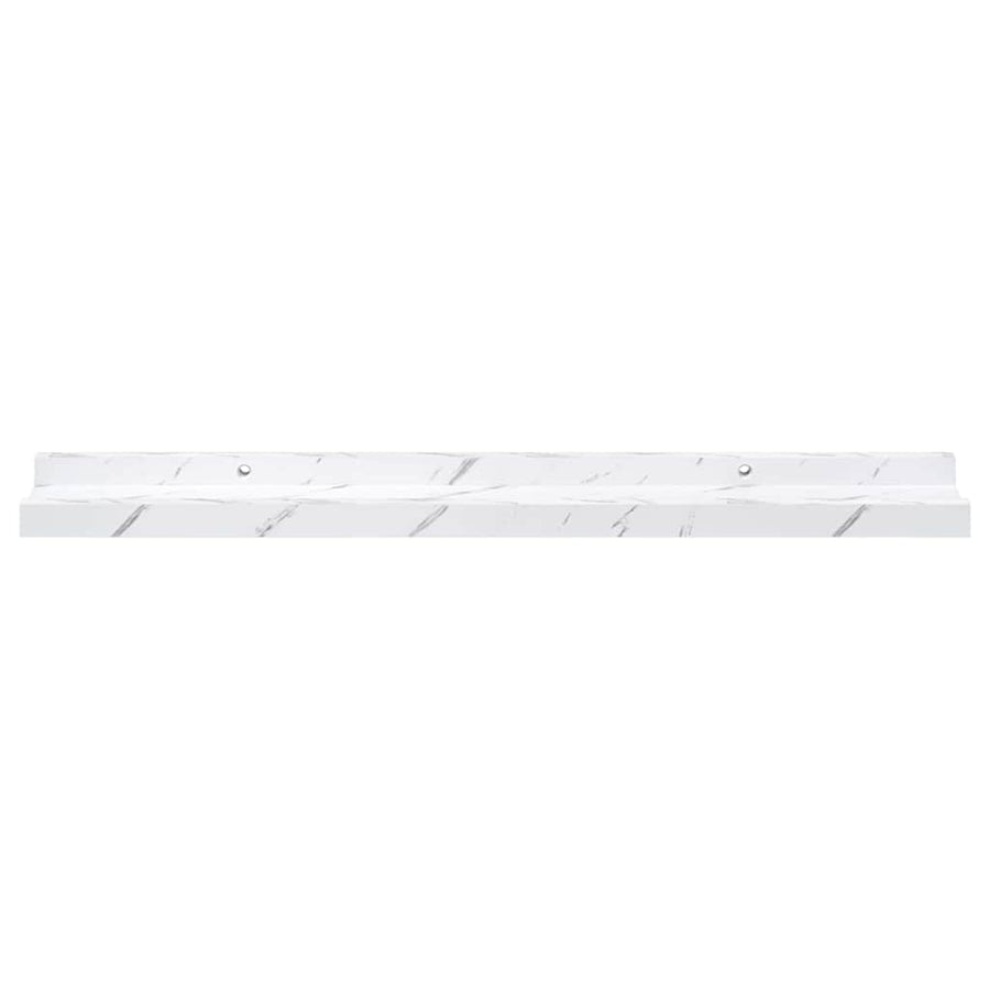Wandplank met plank 2 pcs Wit Marmer 60 x 9 x 3 cm Bewerkt hout