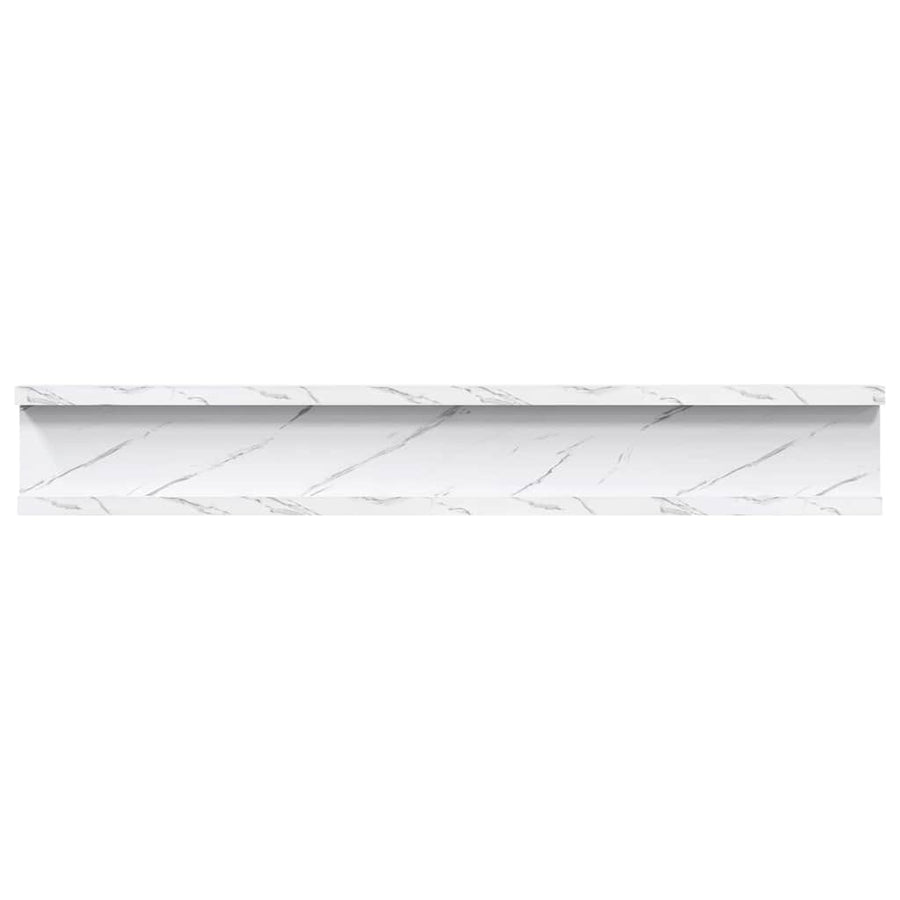 Wandplank met plank 2 pcs Wit Marmer 60 x 9 x 3 cm Bewerkt hout