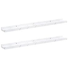 Wandplank met plank 2 pcs Wit Marmer 80 x 9 x 3 cm Bewerkt hout