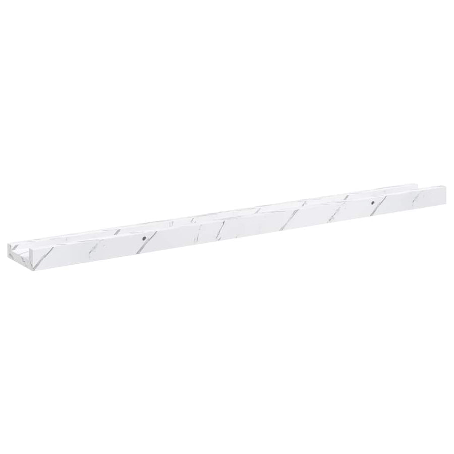 Wandplank met plank 2 pcs Wit Marmer 80 x 9 x 3 cm Bewerkt hout