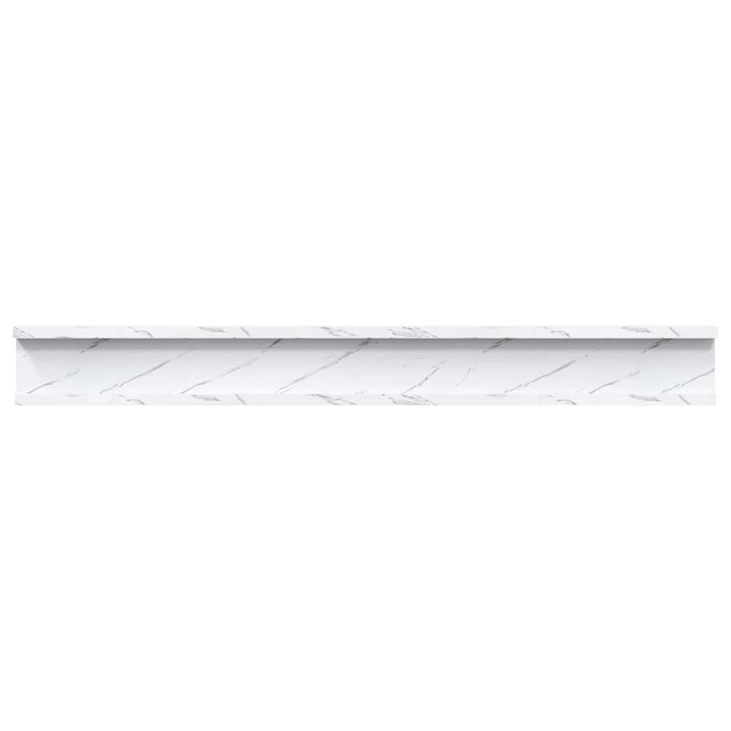 Wandplank met plank 2 pcs Wit Marmer 80 x 9 x 3 cm Bewerkt hout