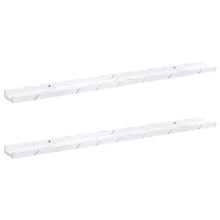 Wandplank 2 pcs Wit Marmer 100 x 9 x 3 cm Bewerkt hout