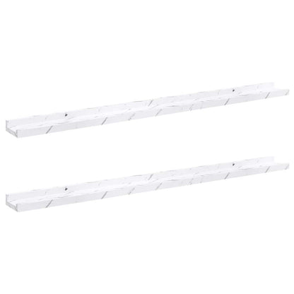 Wandplank 2 pcs Wit Marmer 100 x 9 x 3 cm Bewerkt hout