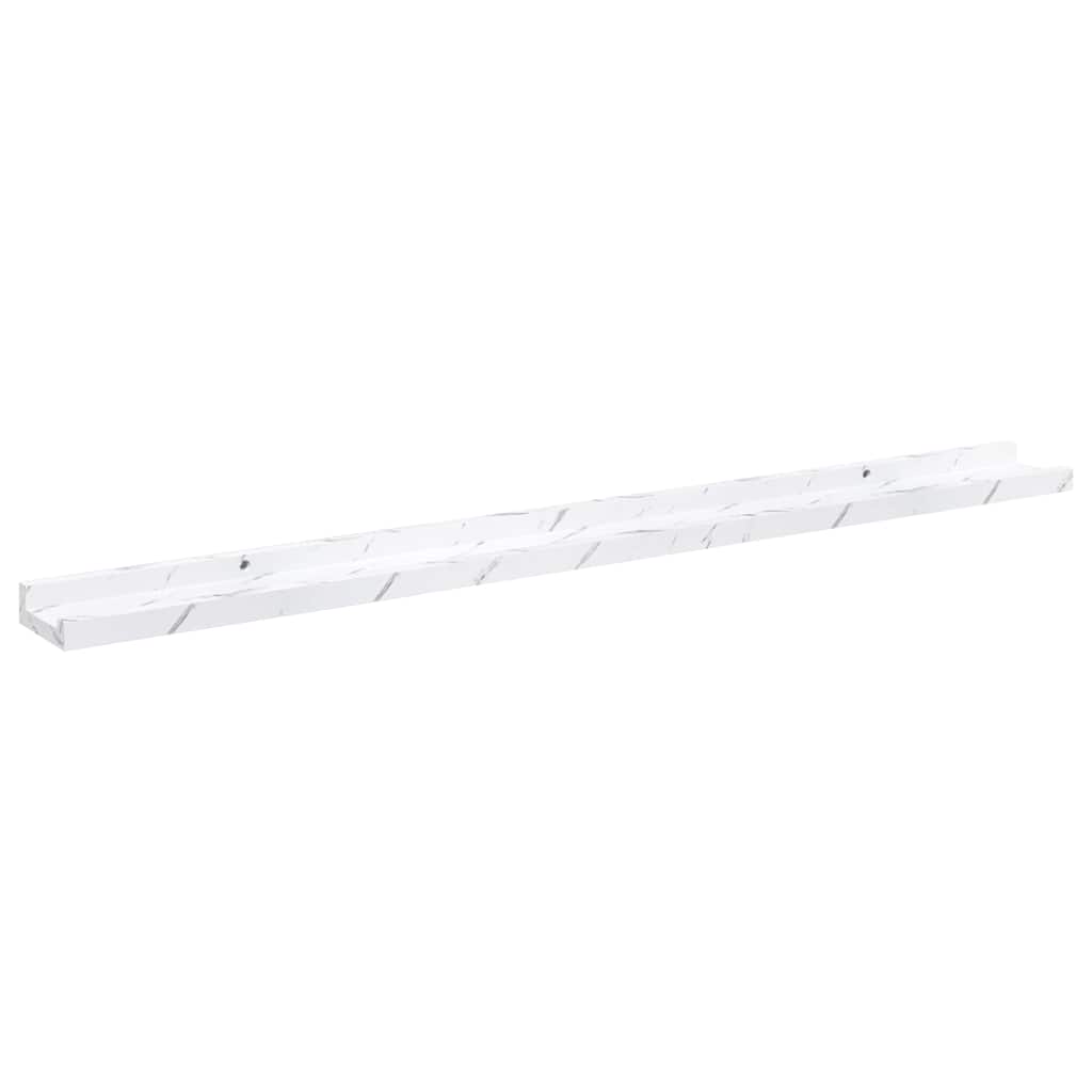 Wandplank 2 pcs Wit Marmer 100 x 9 x 3 cm Bewerkt hout