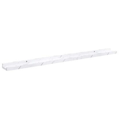 Wandplank 2 pcs Wit Marmer 100 x 9 x 3 cm Bewerkt hout