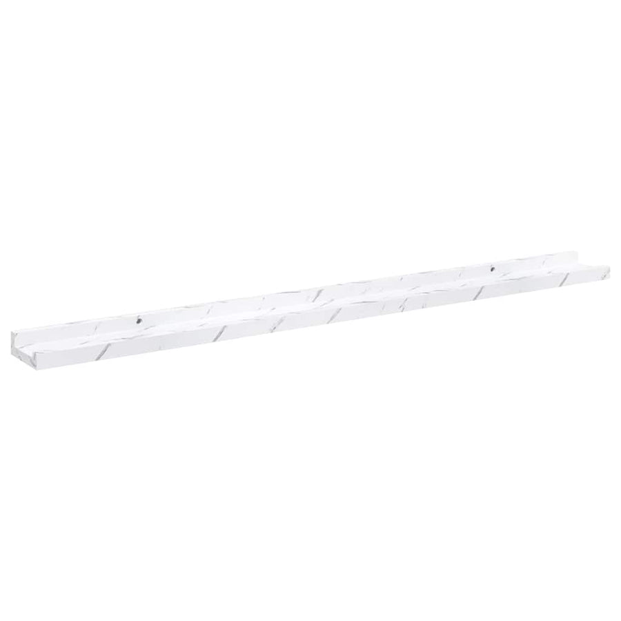 Wandplank 2 pcs Wit Marmer 100 x 9 x 3 cm Bewerkt hout