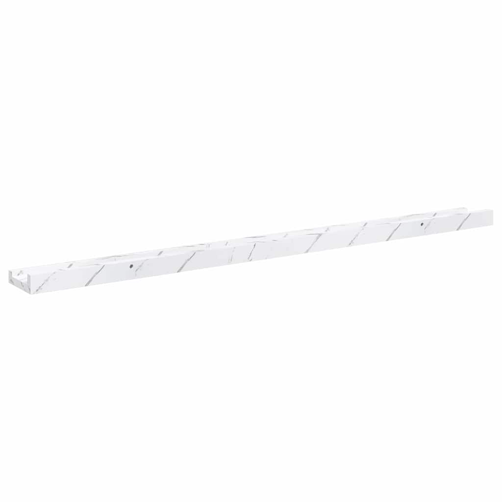 Wandplank 2 pcs Wit Marmer 100 x 9 x 3 cm Bewerkt hout