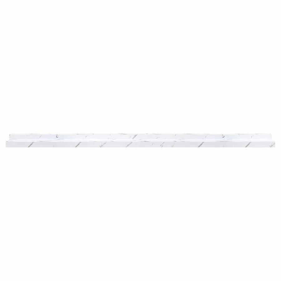 Wandplank 2 pcs Wit Marmer 100 x 9 x 3 cm Bewerkt hout