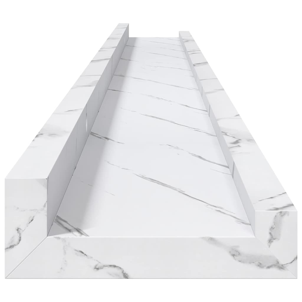 Wandplank 2 pcs Wit Marmer 100 x 9 x 3 cm Bewerkt hout