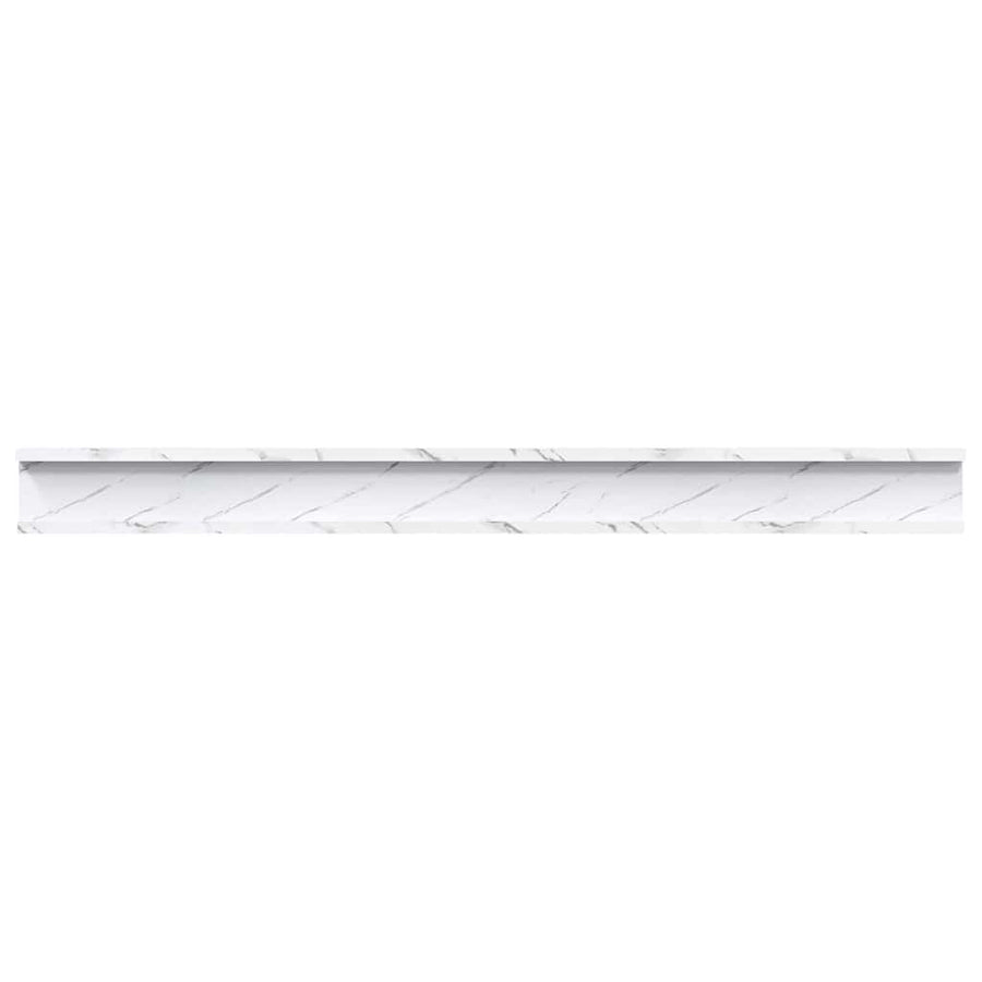 Wandplank 2 pcs Wit Marmer 100 x 9 x 3 cm Bewerkt hout
