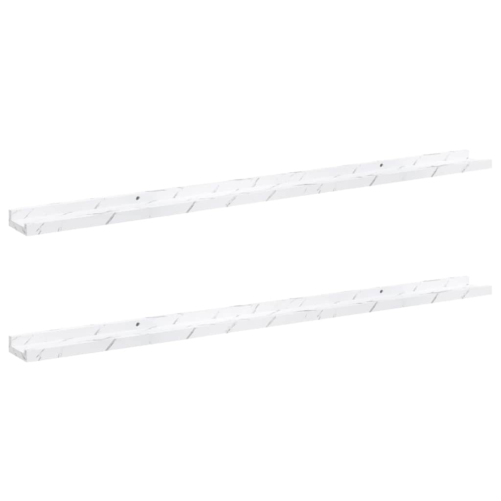 Wandplank 2 pcs Wit Marmer 115 x 9 x 3 cm Bewerkt hout