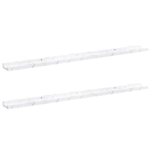 Wandplank 2 pcs Wit Marmer 115 x 9 x 3 cm Bewerkt hout