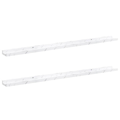 Wandplank 2 pcs Wit Marmer 115 x 9 x 3 cm Bewerkt hout