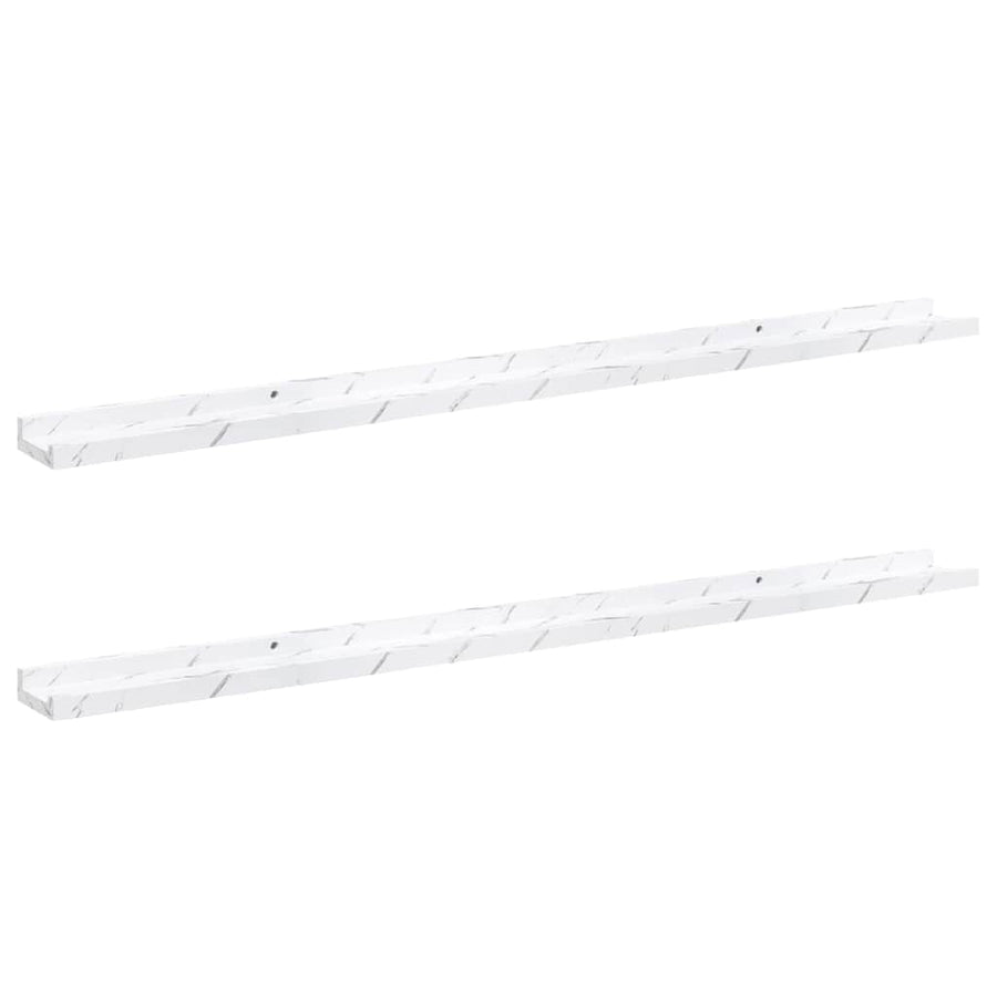 Wandplank 2 pcs Wit Marmer 115 x 9 x 3 cm Bewerkt hout