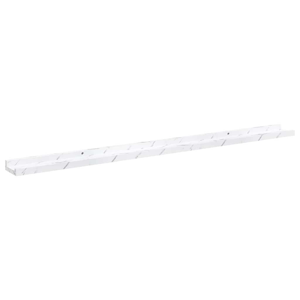 Wandplank 2 pcs Wit Marmer 115 x 9 x 3 cm Bewerkt hout