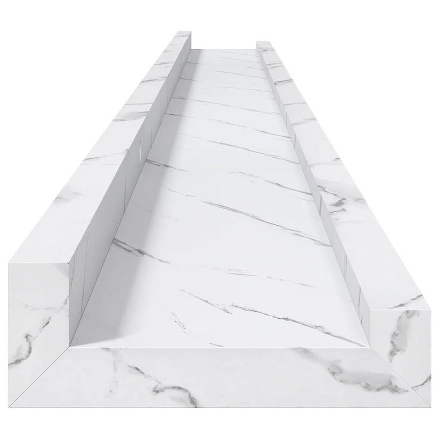 Wandplank 2 pcs Wit Marmer 115 x 9 x 3 cm Bewerkt hout