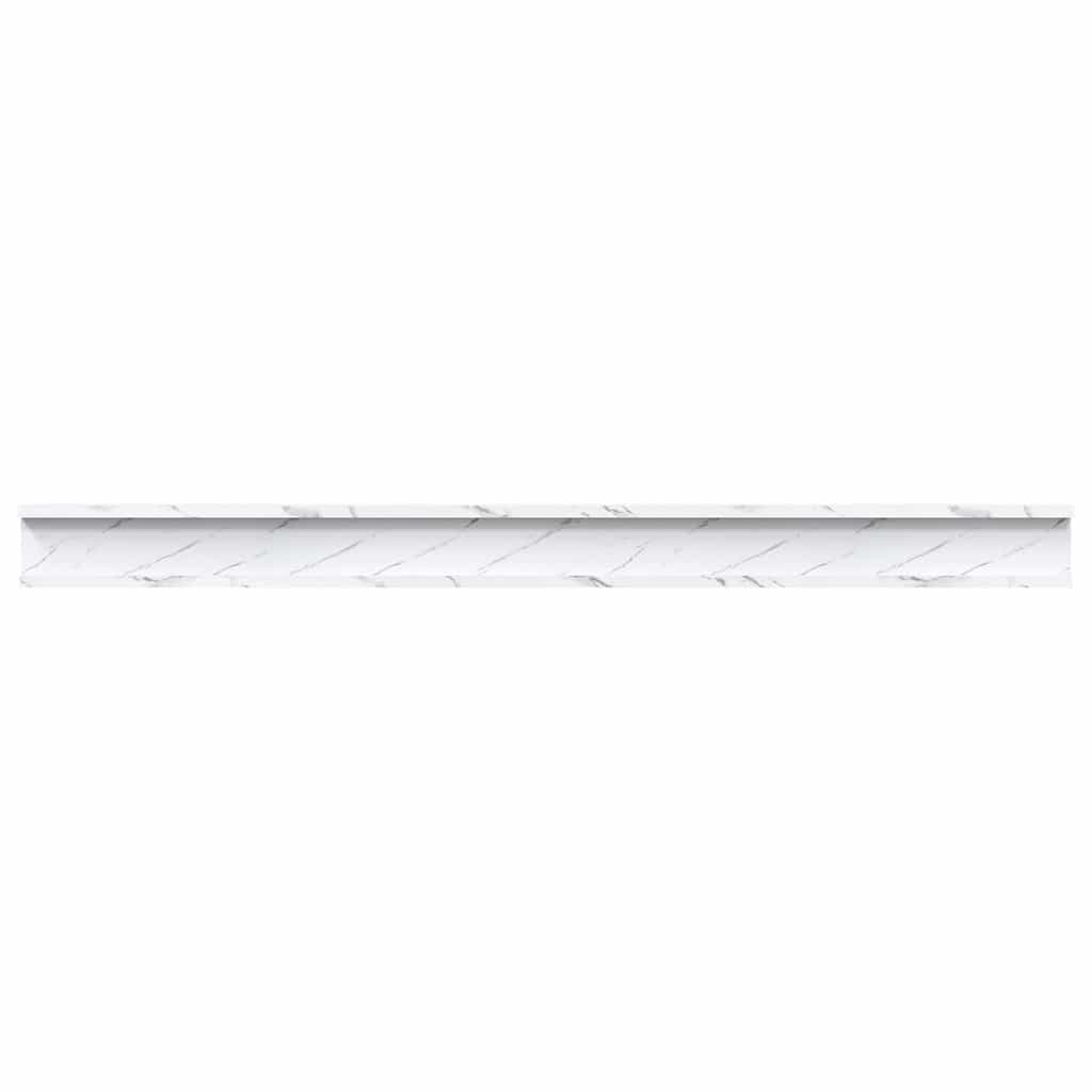 Wandplank 2 pcs Wit Marmer 115 x 9 x 3 cm Bewerkt hout