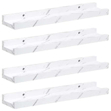 Wandplank met plank 4 pcs Wit Marmer 40 x 9 x 3 cm Bewerkt hout