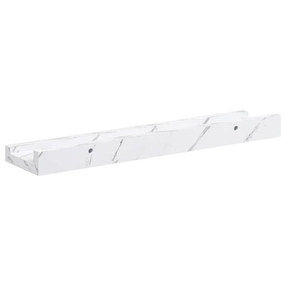 Wandplank met plank 4 pcs Wit Marmer 40 x 9 x 3 cm Bewerkt hout