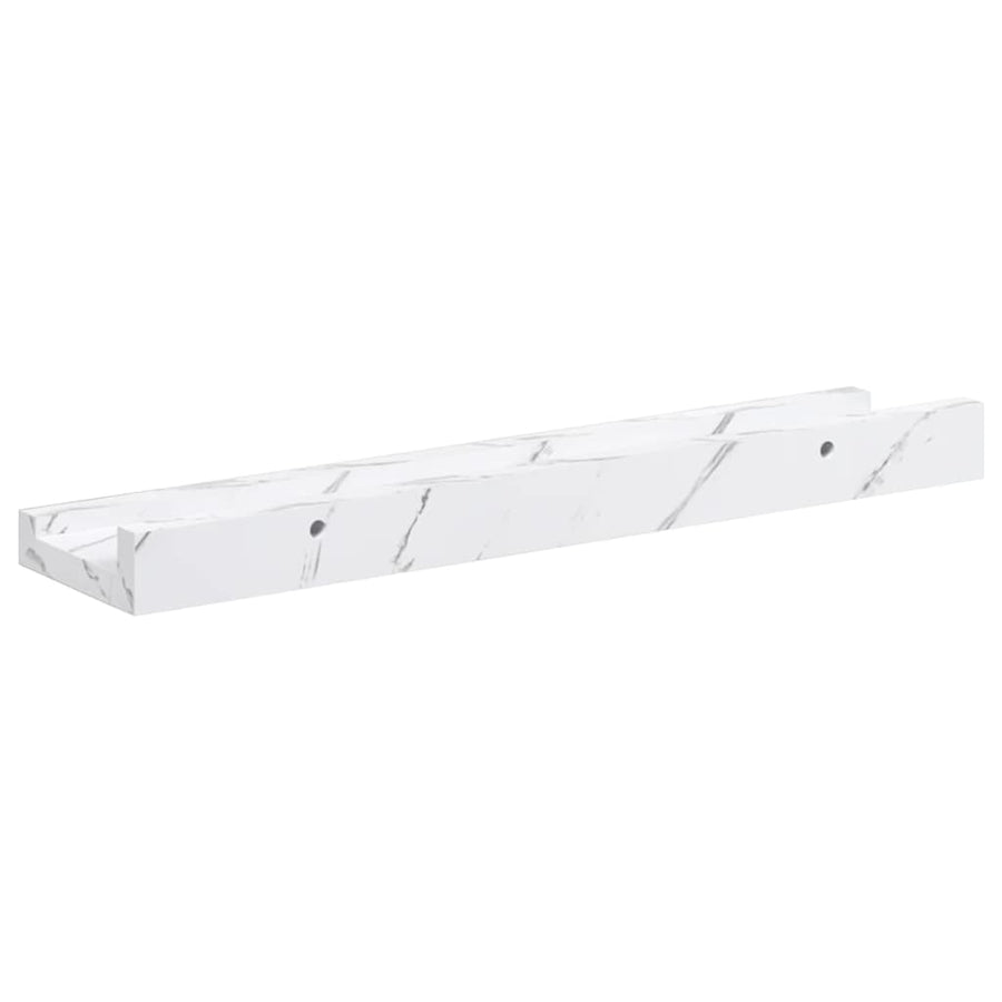 Wandplank met plank 4 pcs Wit Marmer 40 x 9 x 3 cm Bewerkt hout