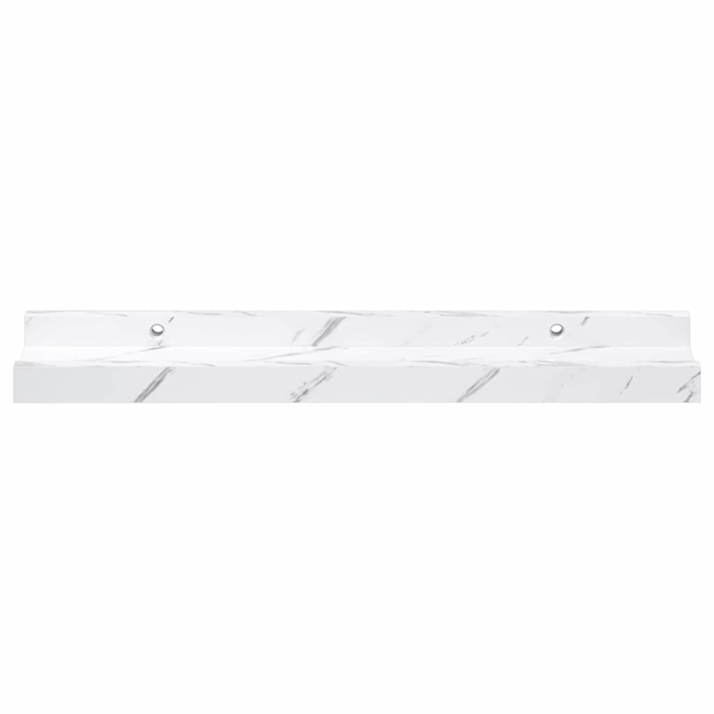 Wandplank met plank 4 pcs Wit Marmer 40 x 9 x 3 cm Bewerkt hout