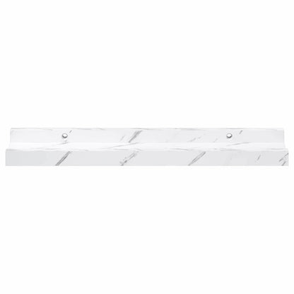 Wandplank met plank 4 pcs Wit Marmer 40 x 9 x 3 cm Bewerkt hout