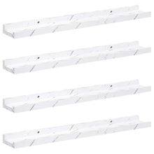 Wandplank met plank 4 pcs Wit Marmer 60 x 9 x 3 cm Bewerkt hout