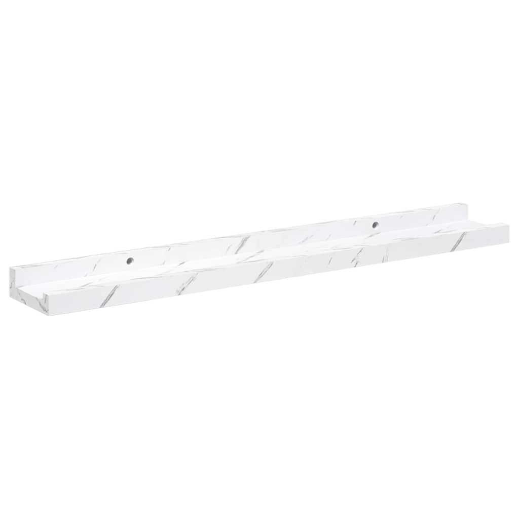 Wandplank met plank 4 pcs Wit Marmer 60 x 9 x 3 cm Bewerkt hout