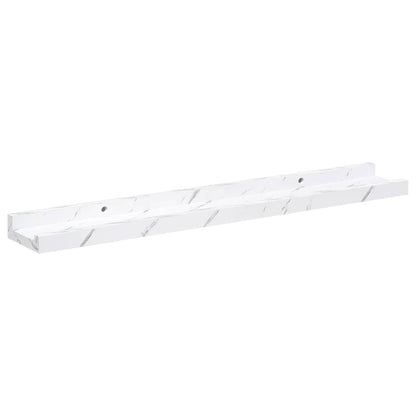 Wandplank met plank 4 pcs Wit Marmer 60 x 9 x 3 cm Bewerkt hout