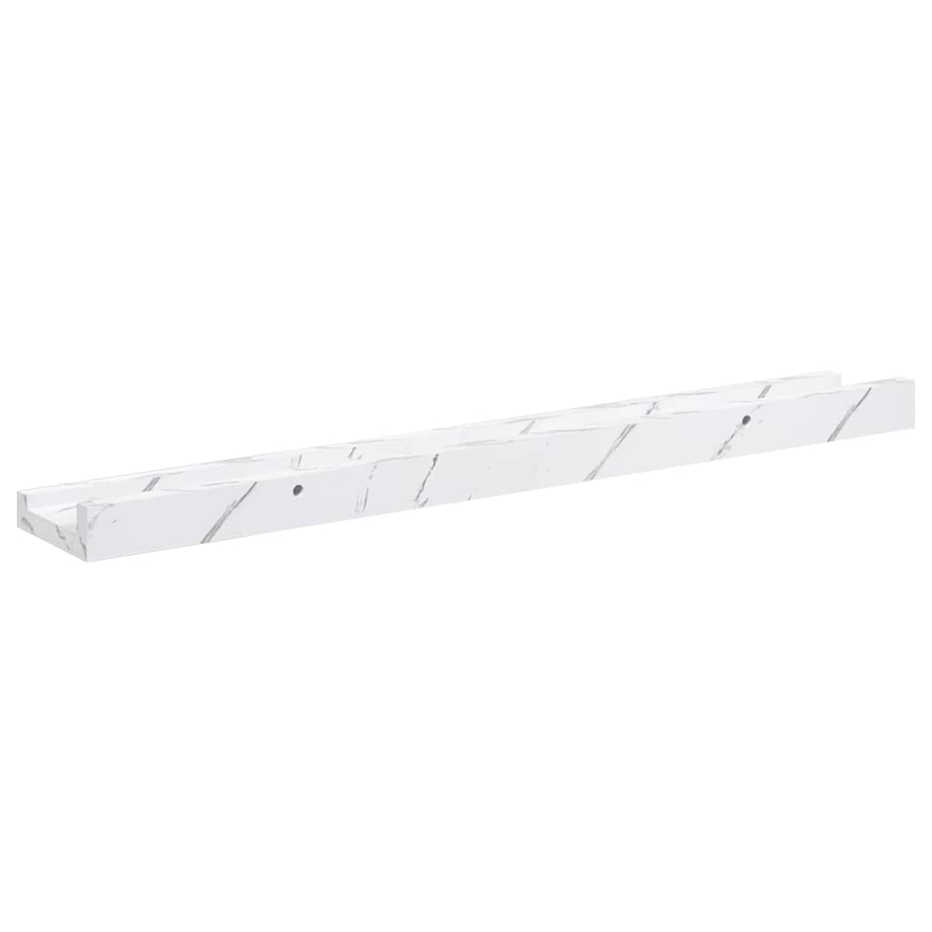 Wandplank met plank 4 pcs Wit Marmer 60 x 9 x 3 cm Bewerkt hout