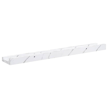 Wandplank met plank 4 pcs Wit Marmer 60 x 9 x 3 cm Bewerkt hout