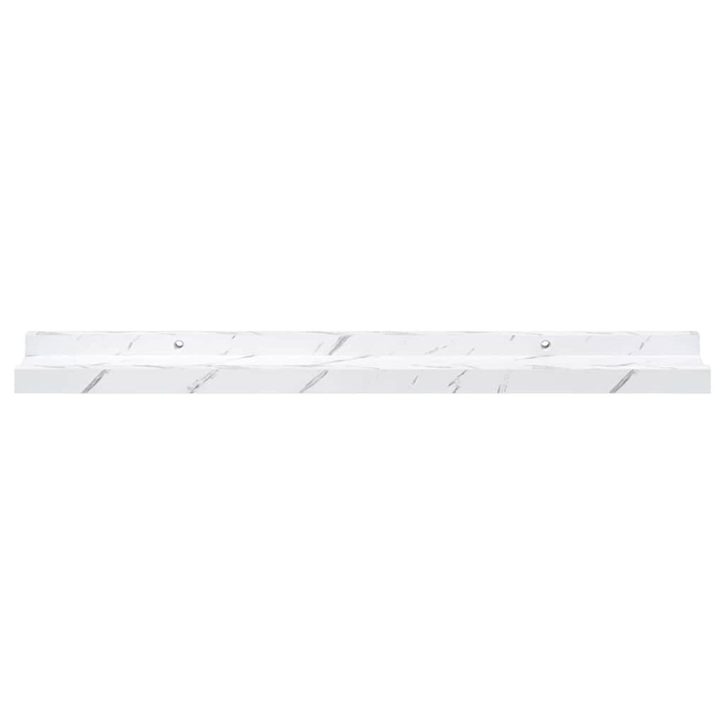 Wandplank met plank 4 pcs Wit Marmer 60 x 9 x 3 cm Bewerkt hout