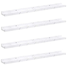 Wandplank met plank 4 pcs Wit Marmer 80 x 9 x 3 cm Bewerkt hout