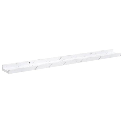 Wandplank met plank 4 pcs Wit Marmer 80 x 9 x 3 cm Bewerkt hout