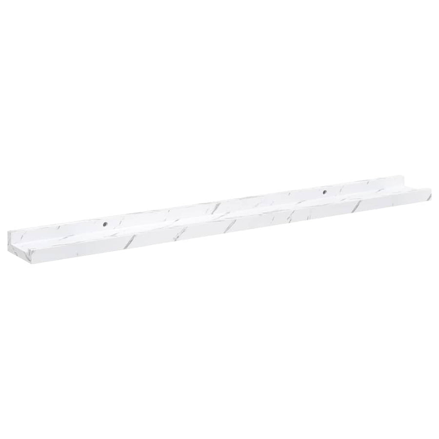 Wandplank met plank 4 pcs Wit Marmer 80 x 9 x 3 cm Bewerkt hout