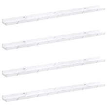 Wandplank 4 pcs Wit Marmer 100 x 9 x 3 cm Bewerkt hout
